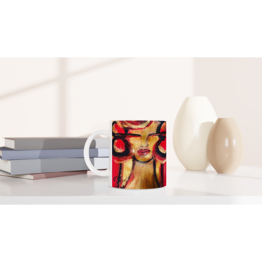 Donna lady red & gold White 11oz Ceramic Mug