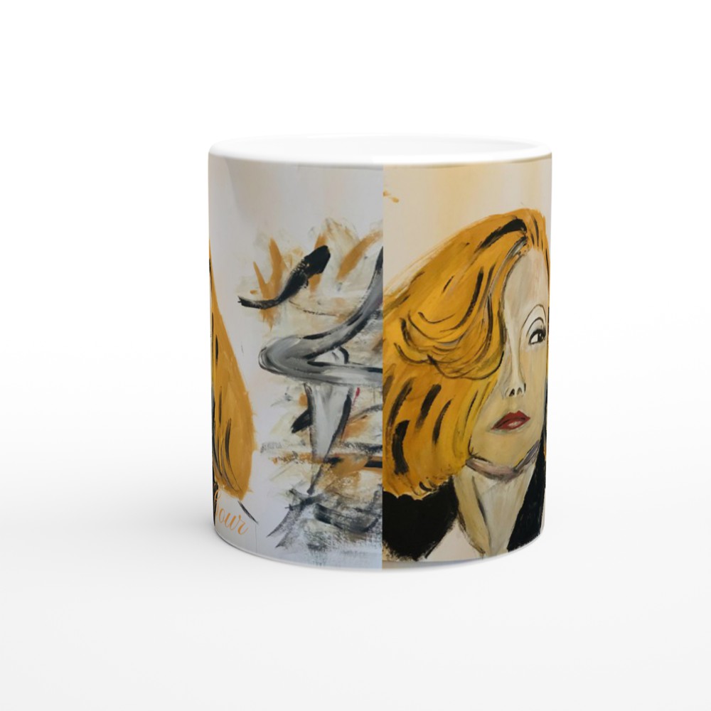 Greta Garbo Gold White 11oz Ceramic Mug
