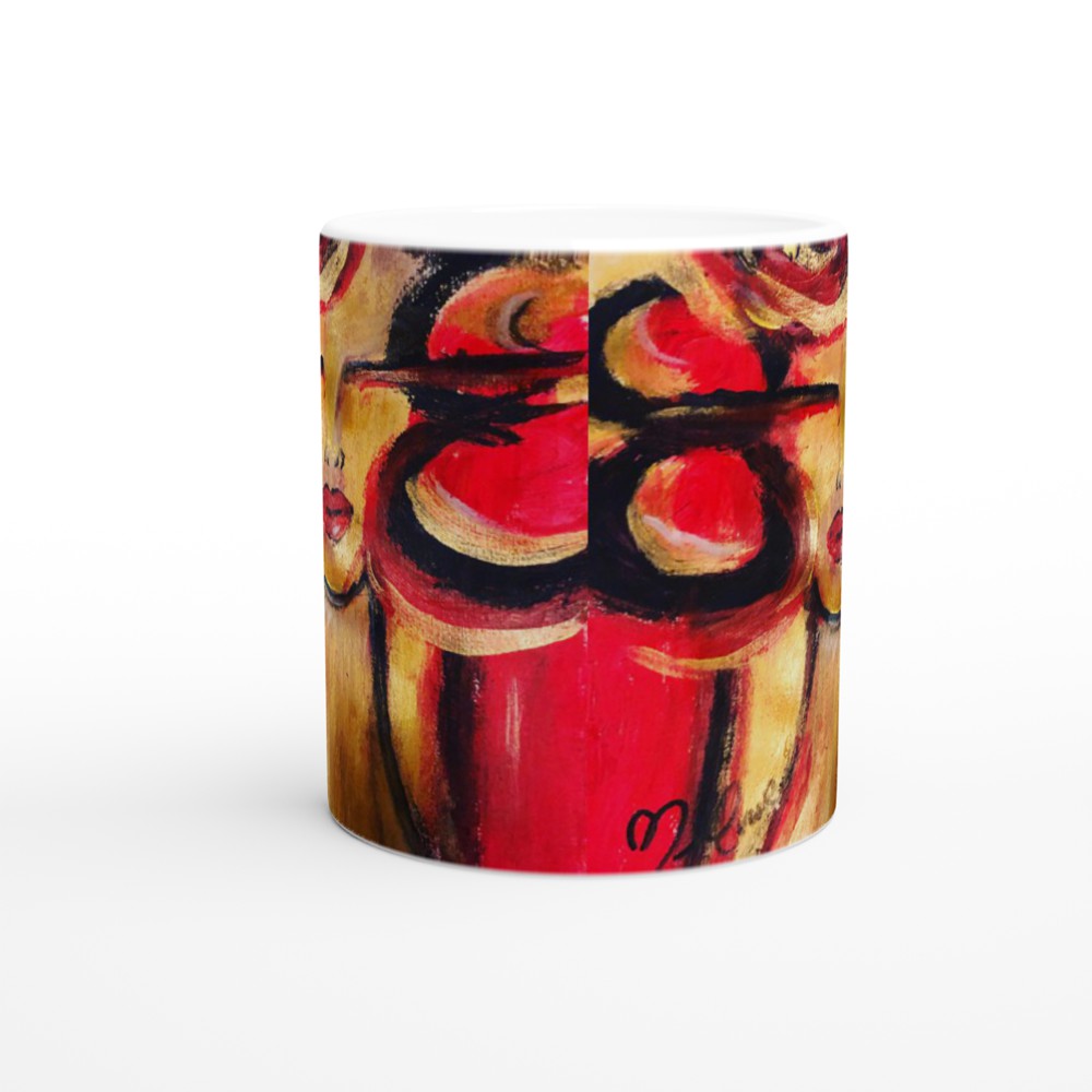 Donna lady  red & gold White 11oz Ceramic Mug