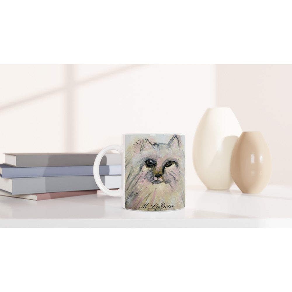 Cat with langhair White 11oz Ceramic Mug