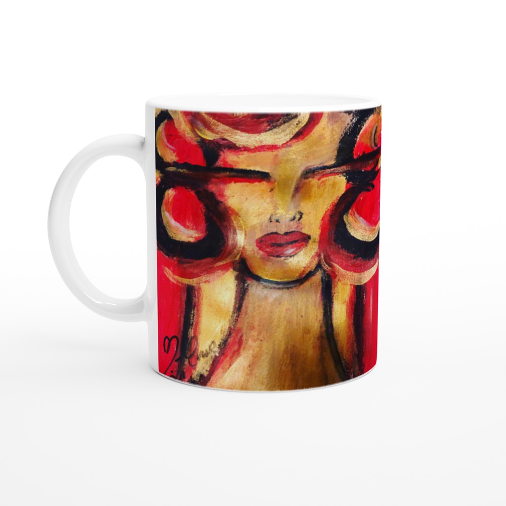 Donna lady  red & gold White 11oz Ceramic Mug