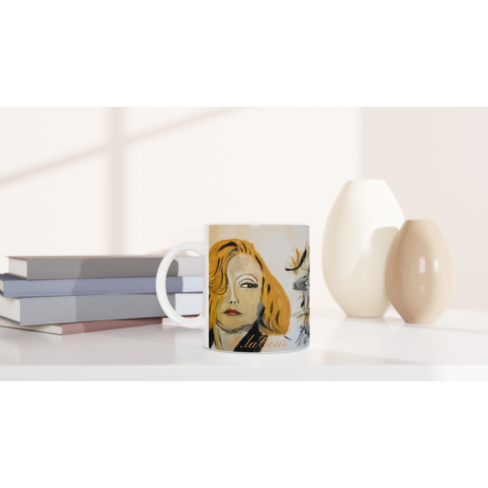 Greta Garbo Gold White 11oz Ceramic Mug
