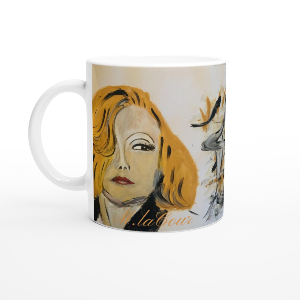 Greta Garbo Gold White 11oz Ceramic Mug