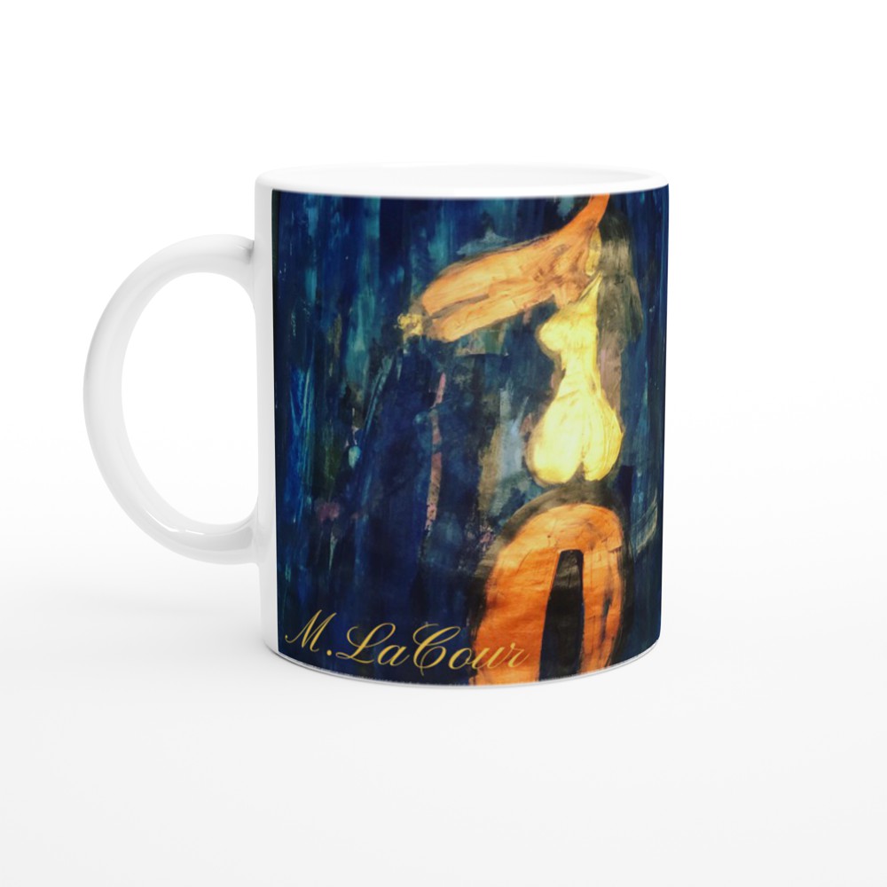 Elk & golden woman. White 11oz Ceramic Mug