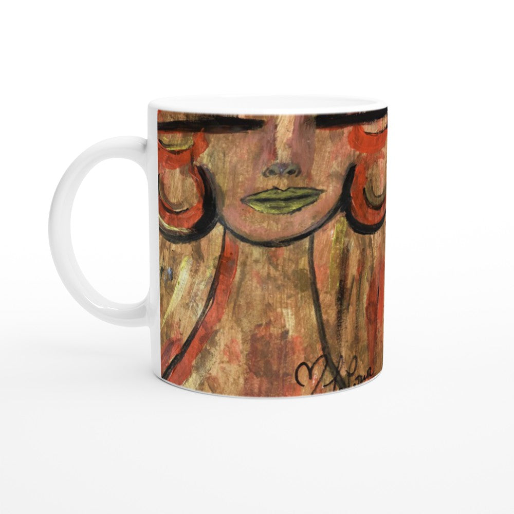 Gold Lady with gold  mouth White 11oz Ceramic Mug