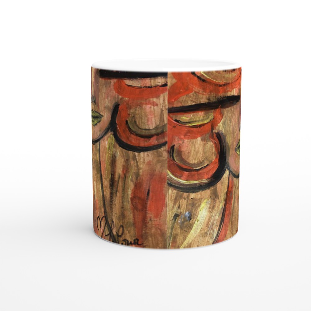 Gold Lady with gold  mouth White 11oz Ceramic Mug