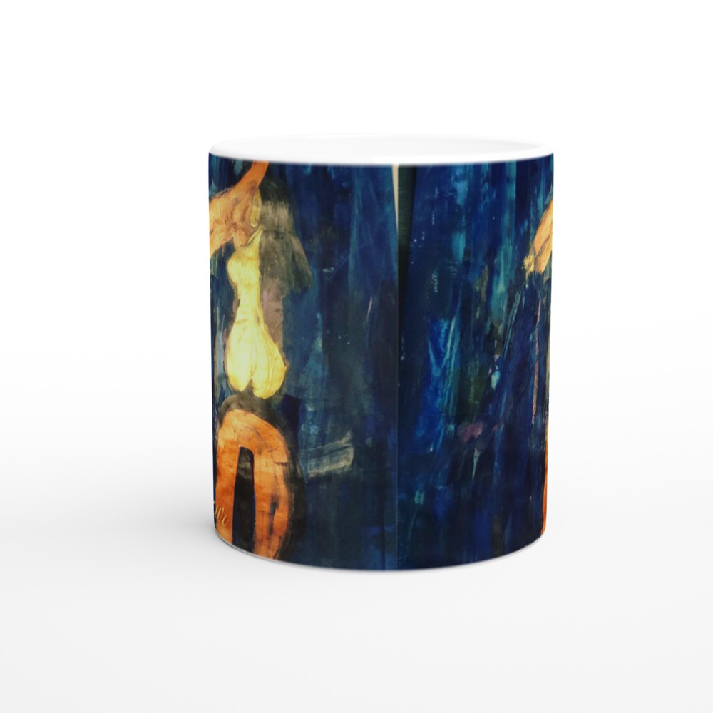 Elk & golden woman. White 11oz Ceramic Mug